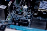 a close up of a computer motherboard