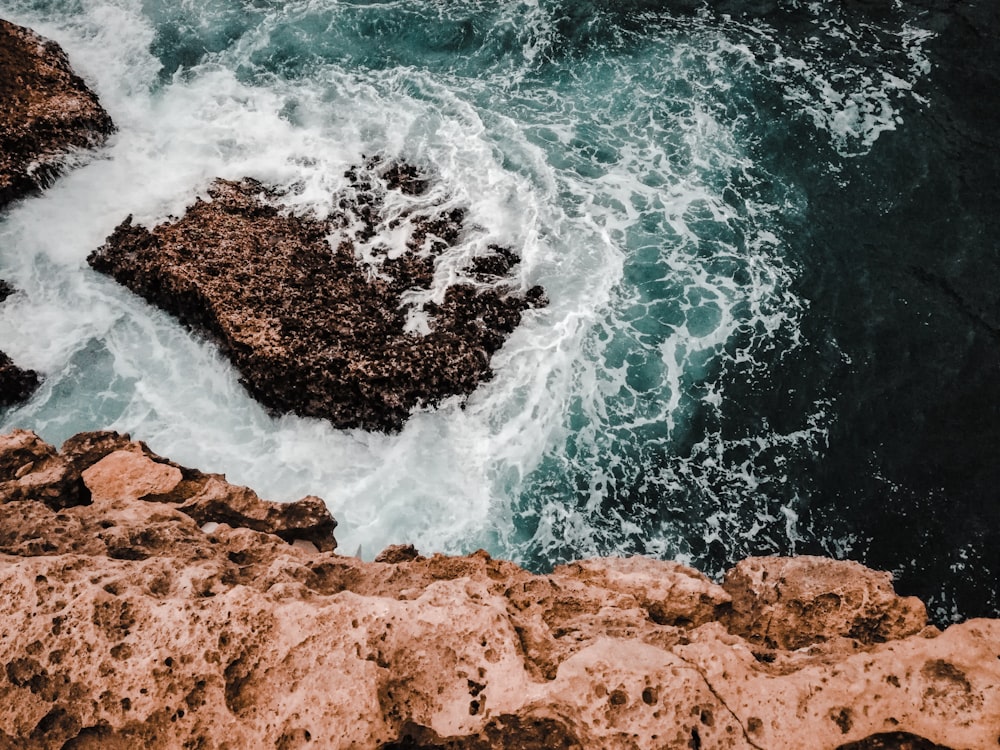 a view of the ocean from a cliff