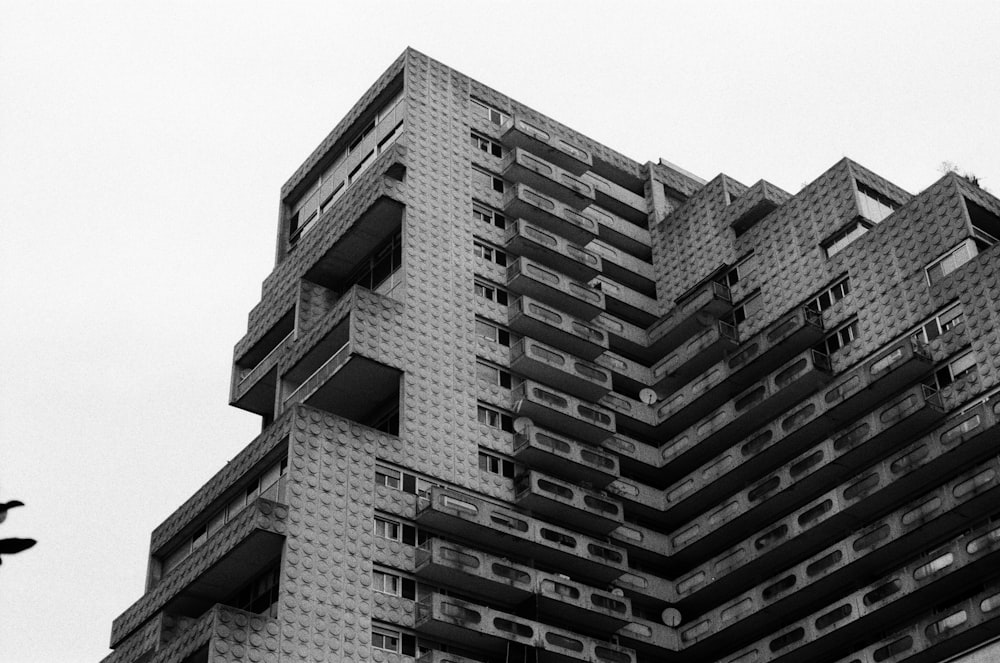 grayscale photo of high rise building