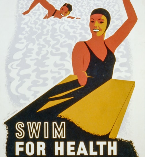  Swim for health in safe and pure pools. WPA poster.