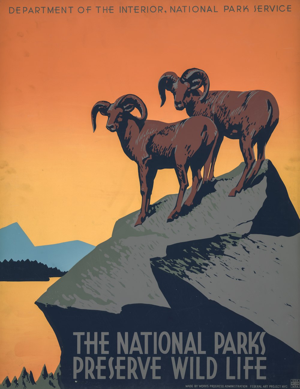 Los parques nacionales preservan la vida silvestre. Póster de WPA