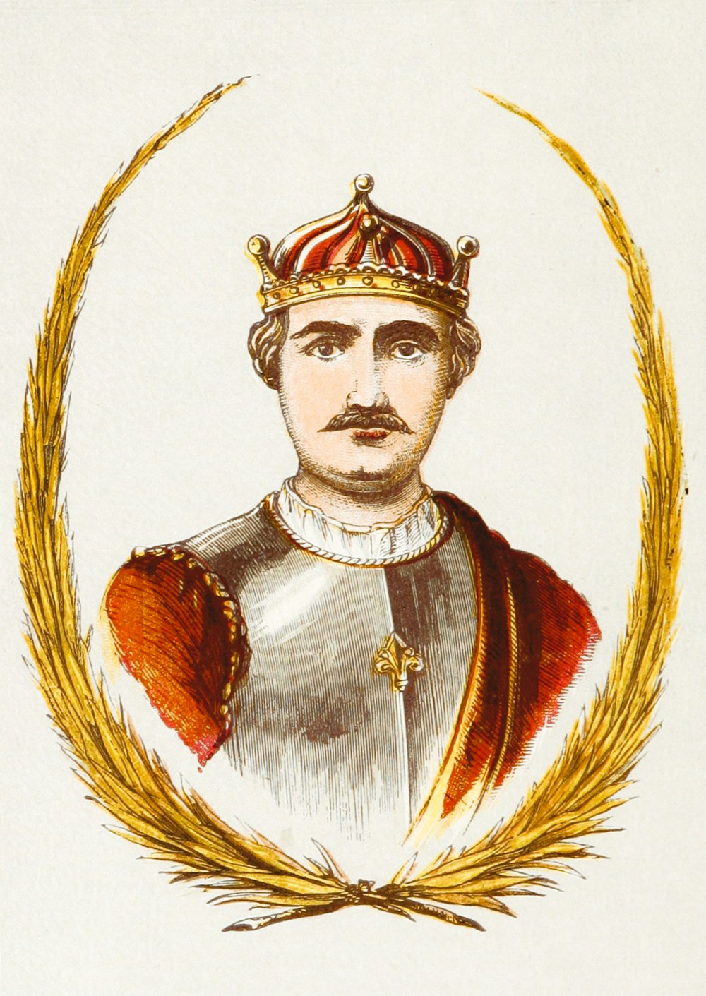 a drawing of a man wearing a crown