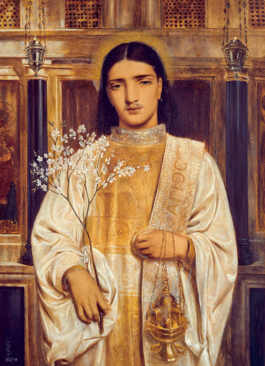 A Deacon, painting by Simeon Solomon, 1868