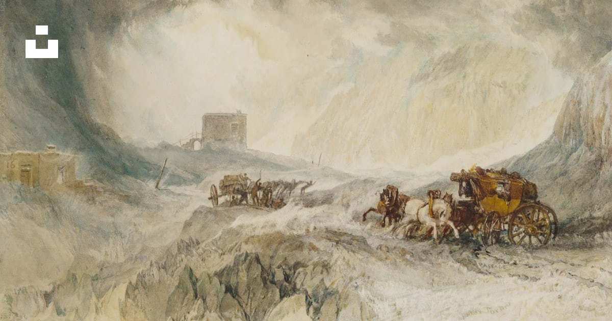 A painting of a horse drawn carriage in the snow photo Free Art Image A painting of a horse drawn carriage in the snow photo Free Art Image