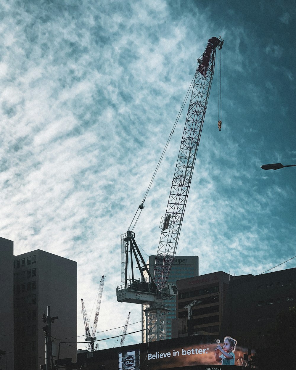 a crane that is standing in the air