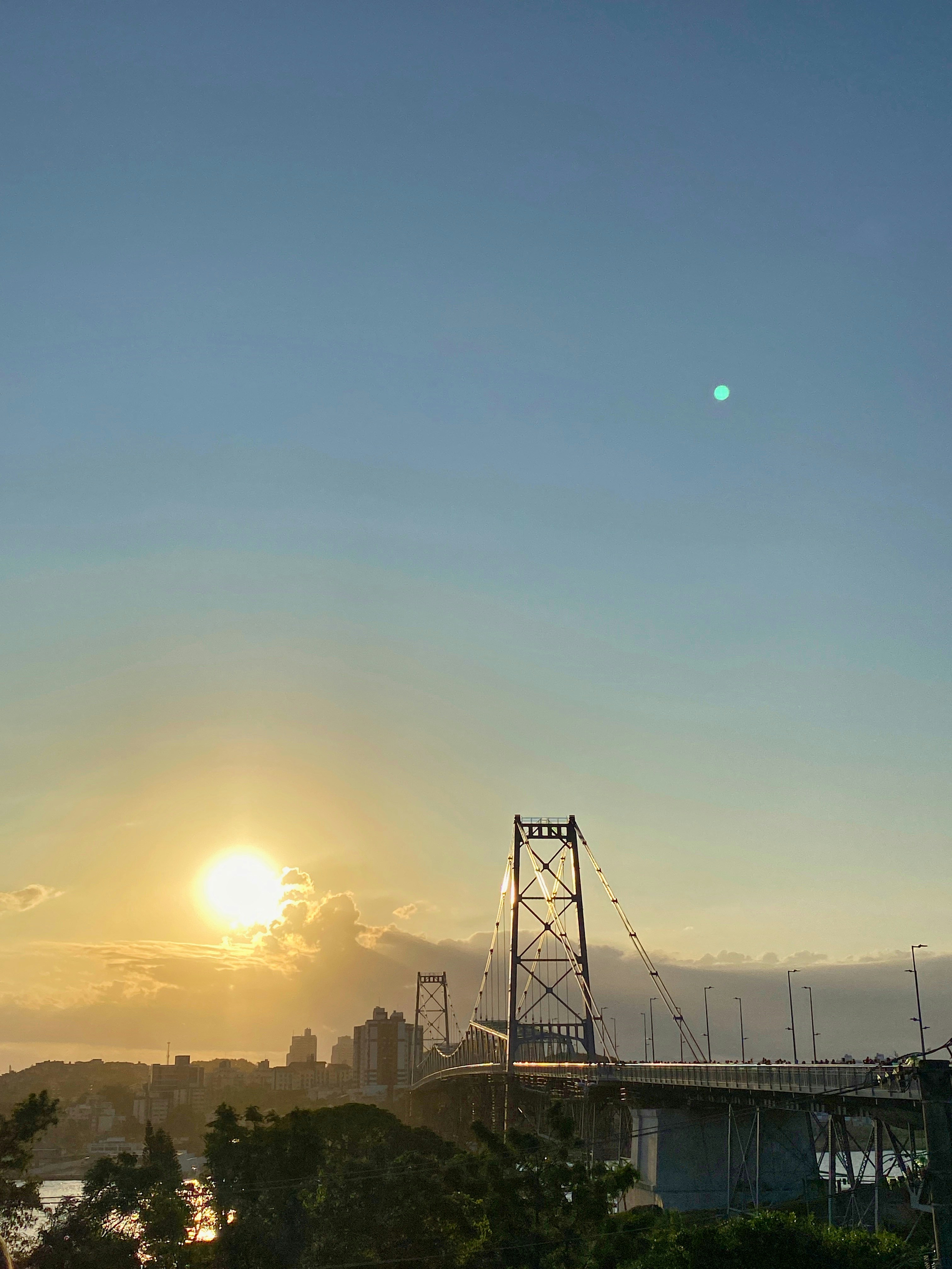 silhouette of bridge during sunset
