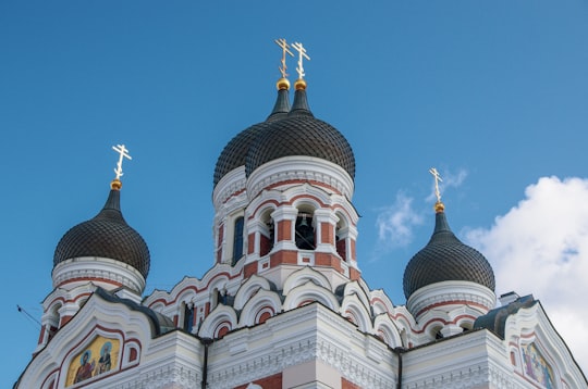 white and brown concrete church under blue sky during daytime in Alexander Nevsky Cathedral Estonia