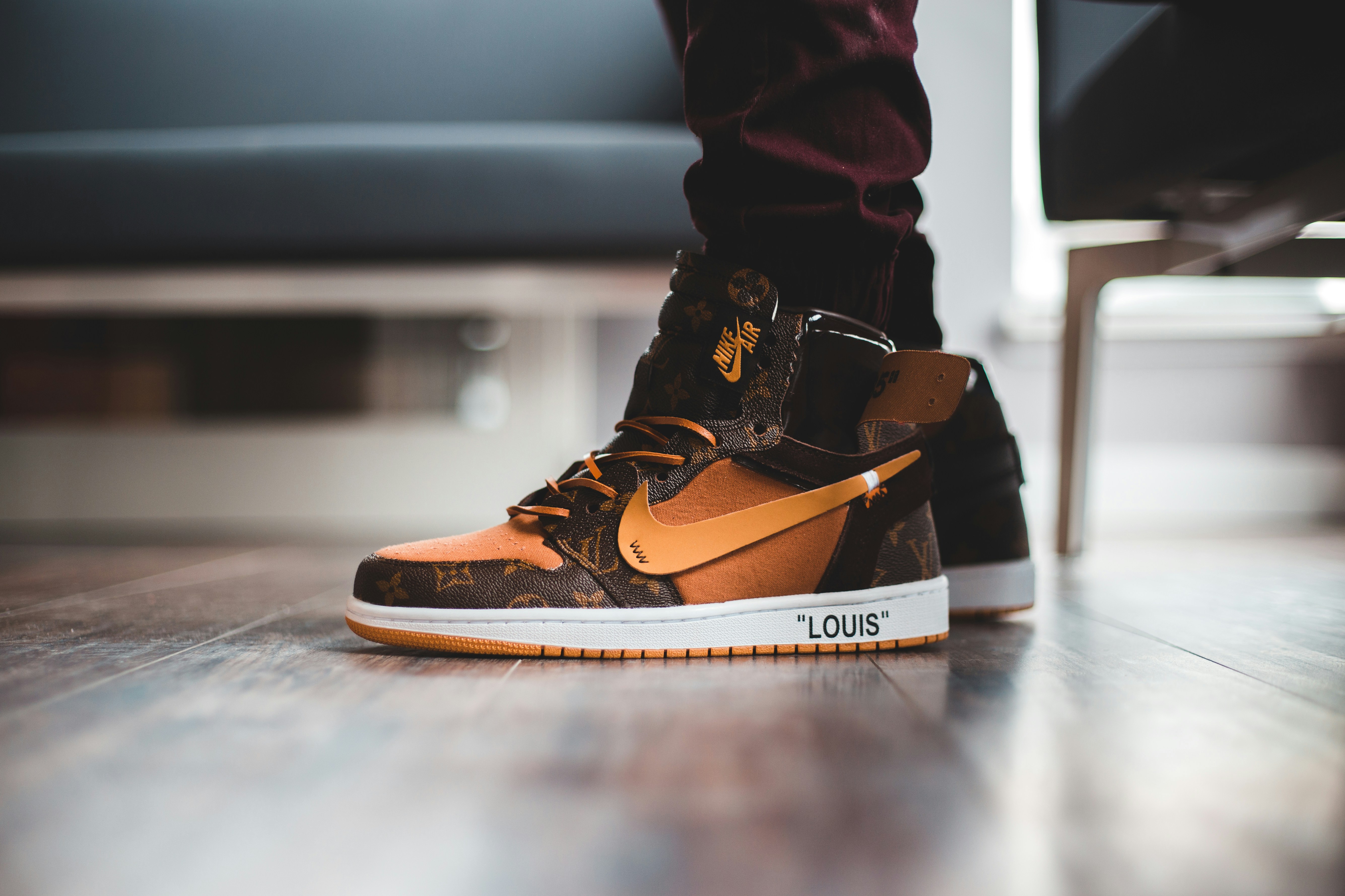 brown high top nikes