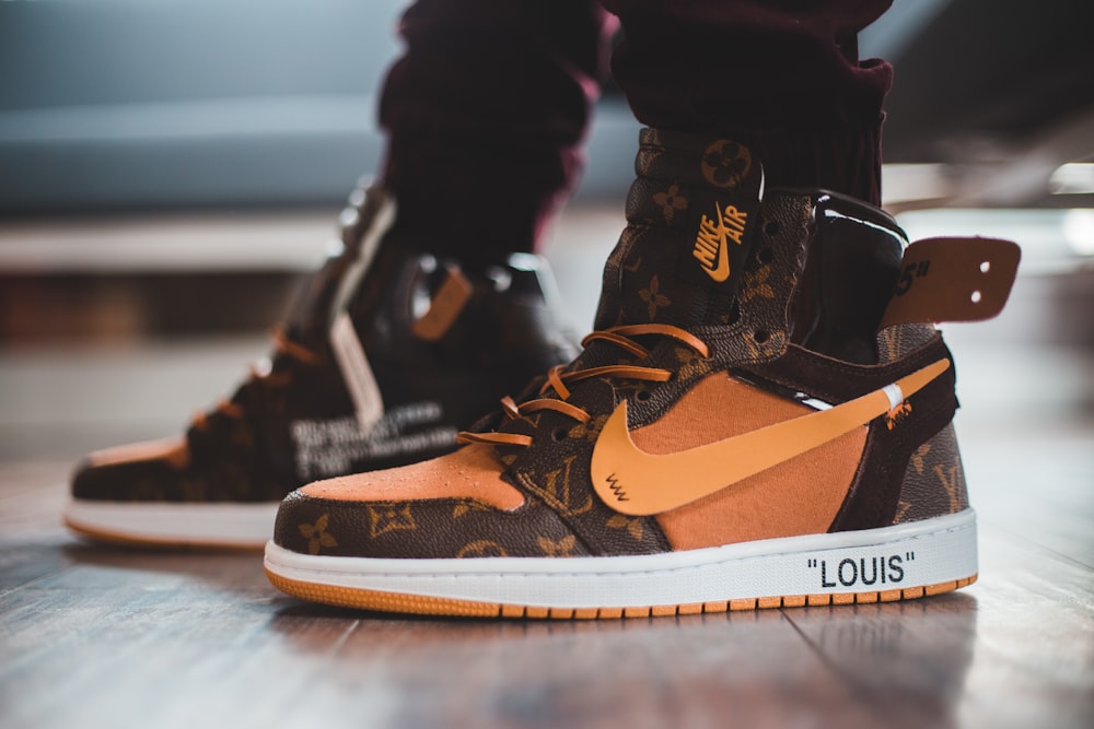 black and brown nike high top sneakers