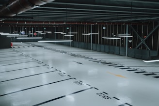 Clean and well-lit parking spots with visible price labels.