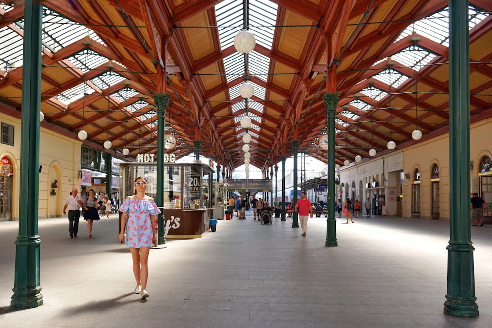 people walking on train station