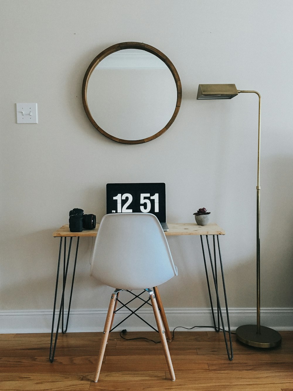 white and black wooden chair