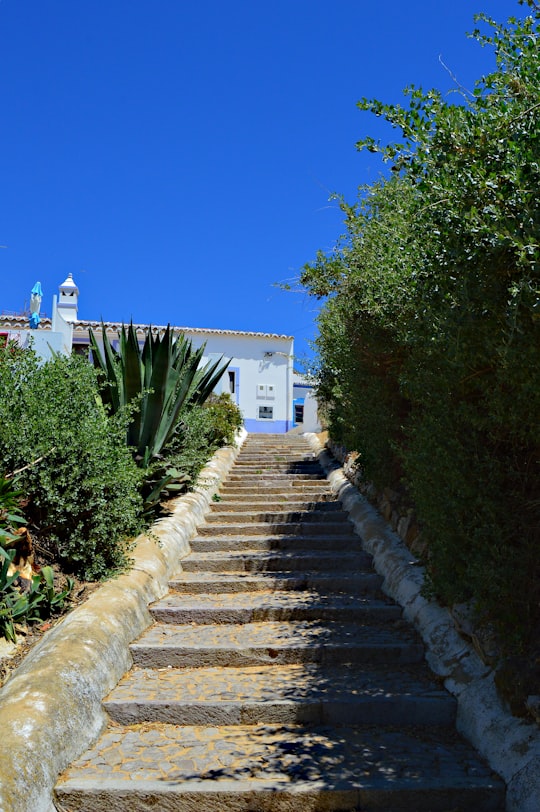 white concrete building near green trees under blue sky during daytime in Cacela Velha Portugal