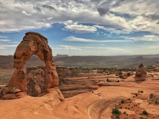 Brown rock formation under blue sky during daytime — Moab, United States
