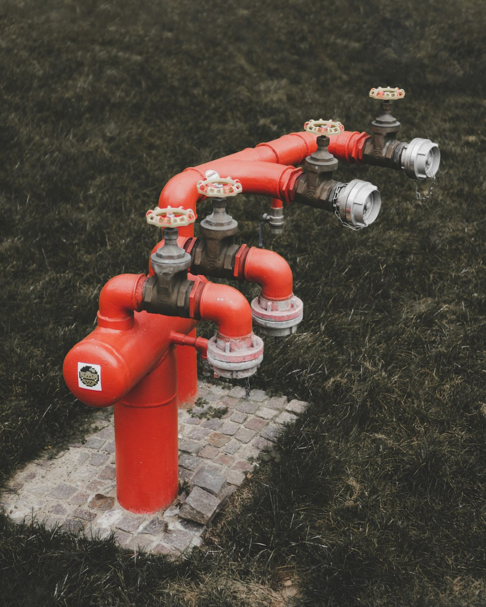 red fire hydrant with bottles