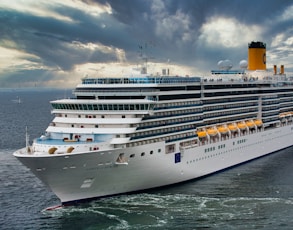 white cruise ship on sea under white clouds and blue sky during daytime