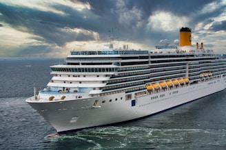 white cruise ship on sea under white clouds and blue sky during daytime