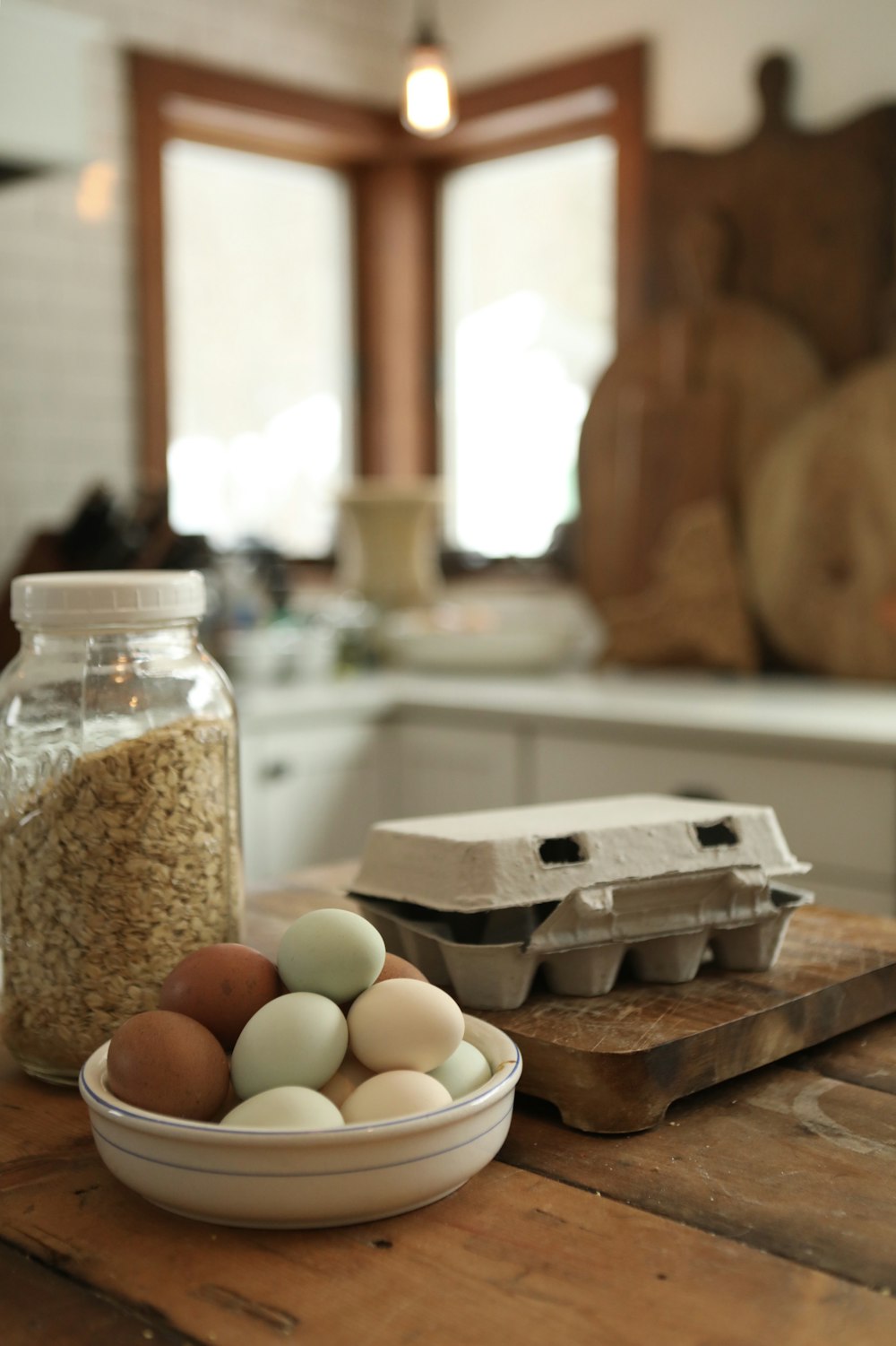 brown eggs on brown wooden tray