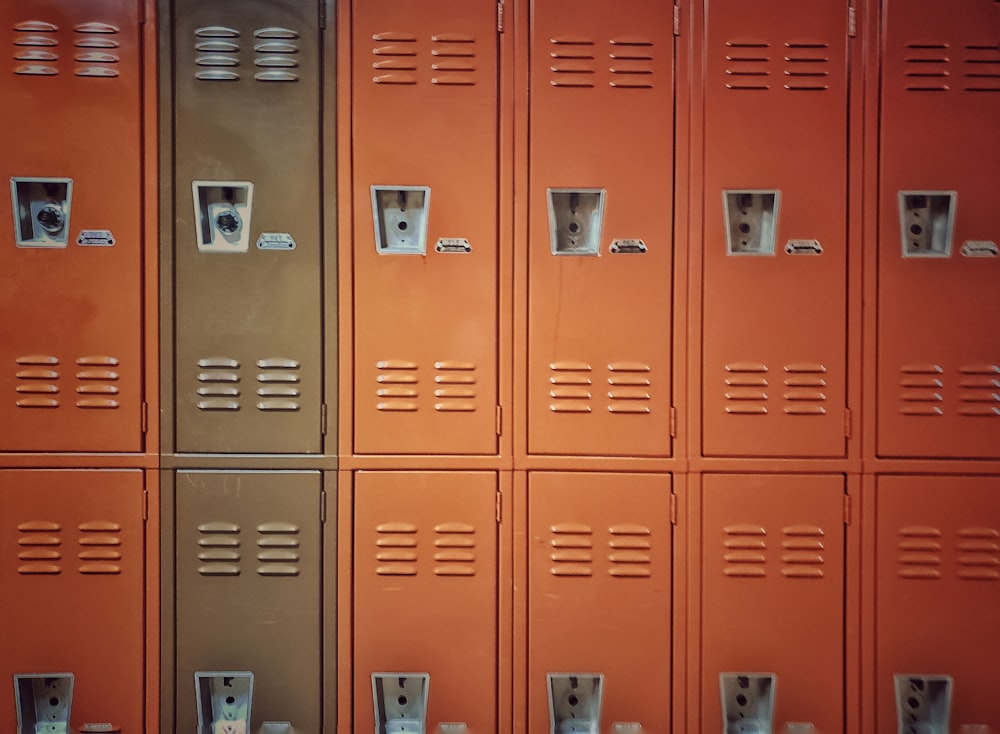 blue metal locker with padlock