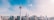 A city skyline featuring a prominent communication tower in the foreground, surrounded by modern skyscrapers under a clear blue sky.