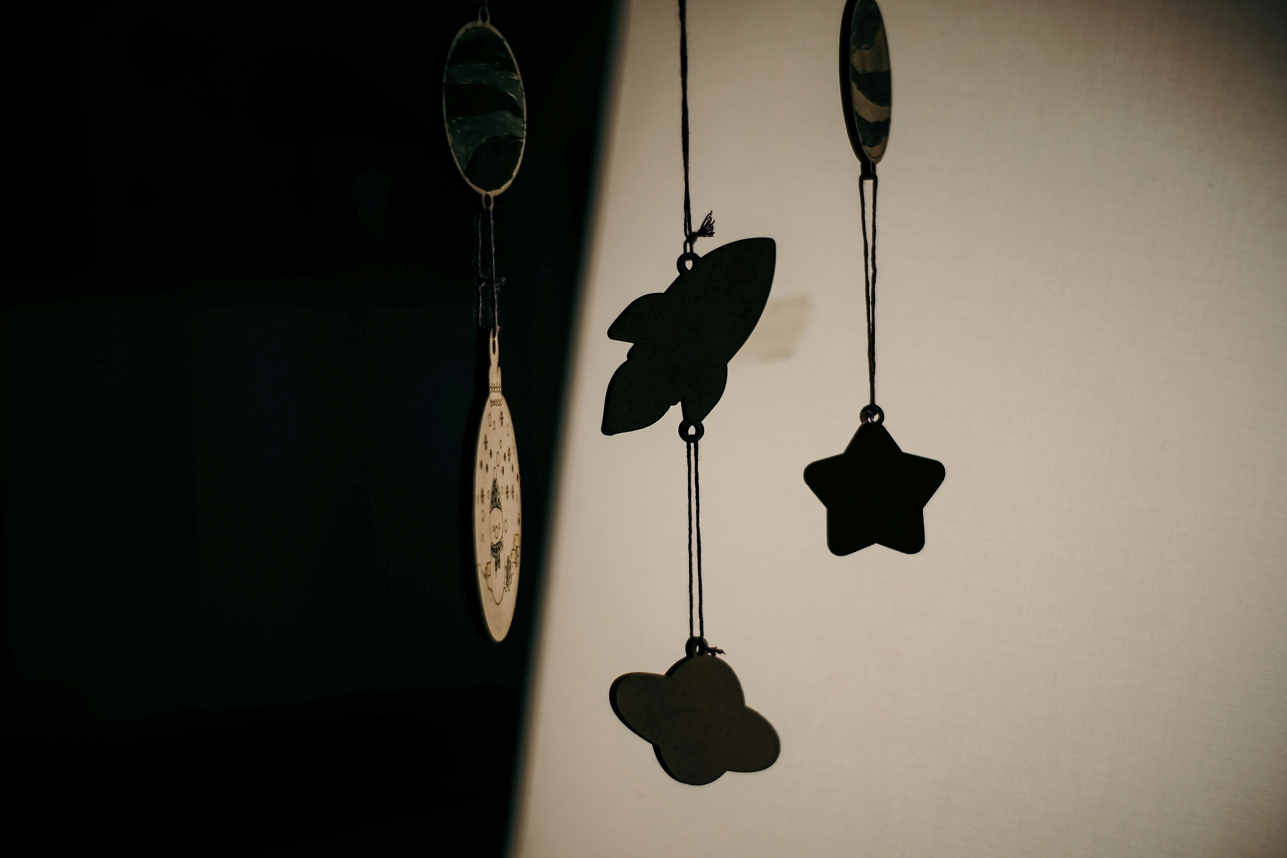 black and white hanging decor