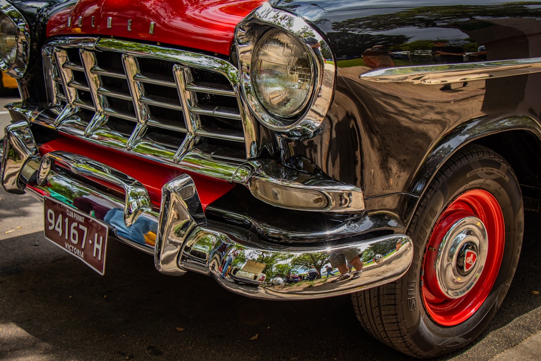 red and silver vintage car