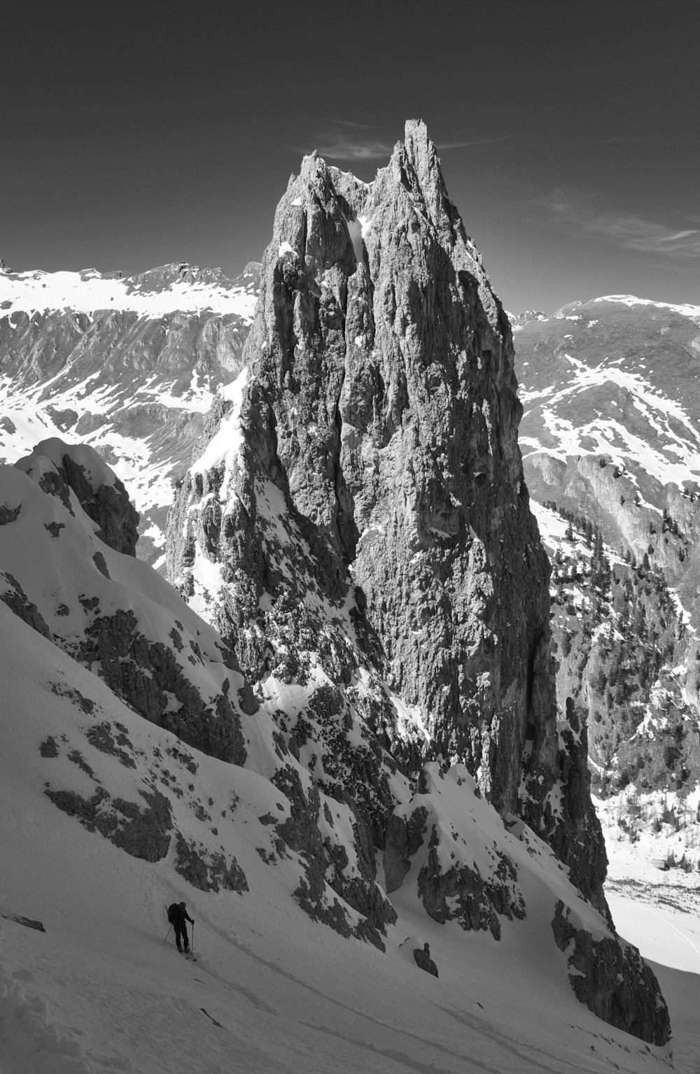 snow covered mountain during daytime