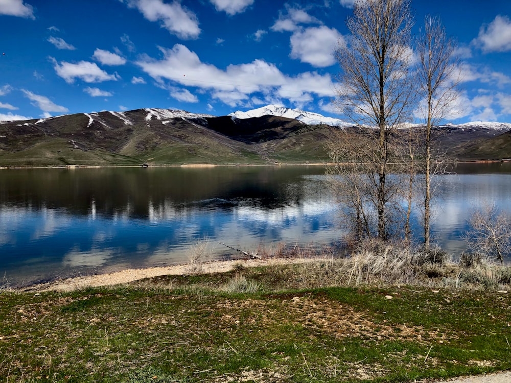 lake near snow covered mountain under blue sky during daytime