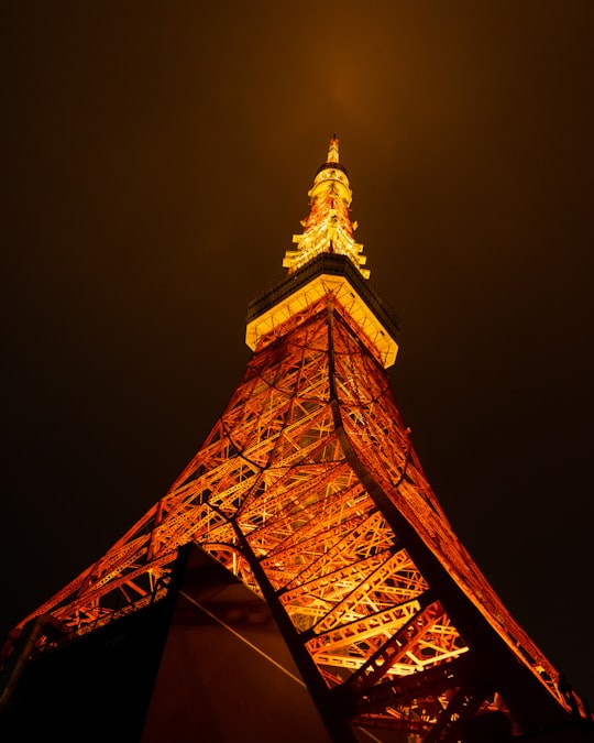 eiffel tower in paris during night time in Shiba Park Japan