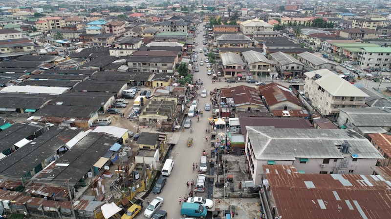 Aerial view of Lagos commercial district during daytime