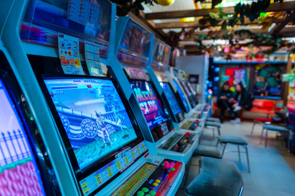 arcade game machine in a room