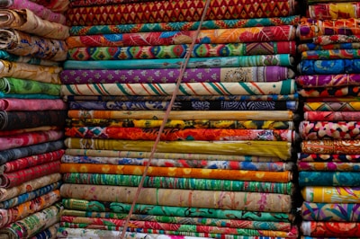 red yellow and blue textile