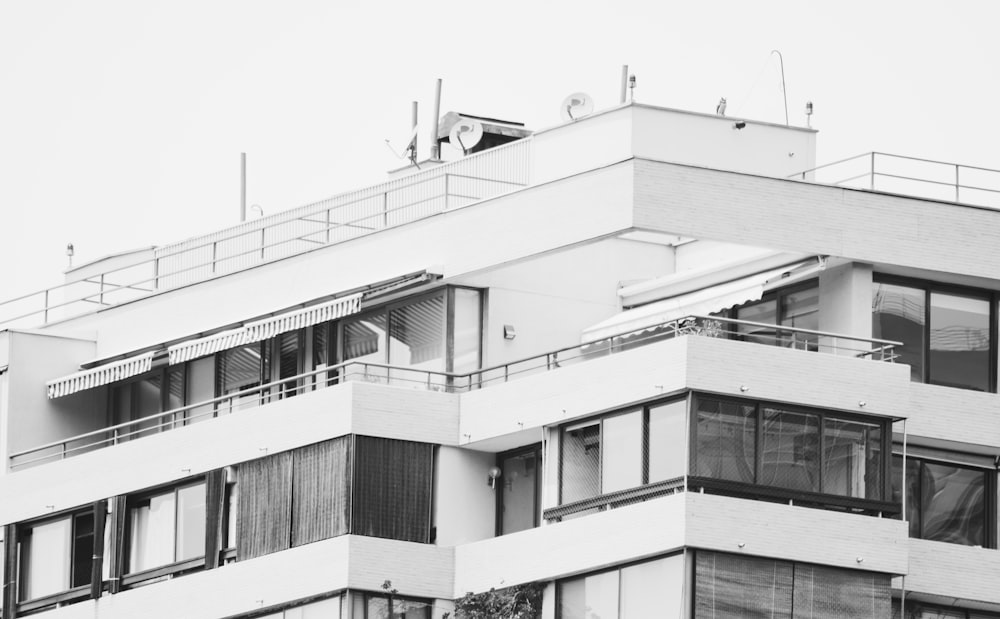 grayscale photo of concrete building