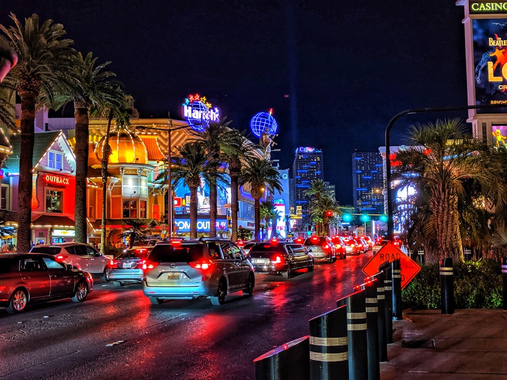 cars on road during night time