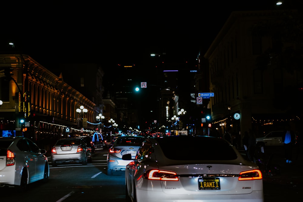 cars on road during night time