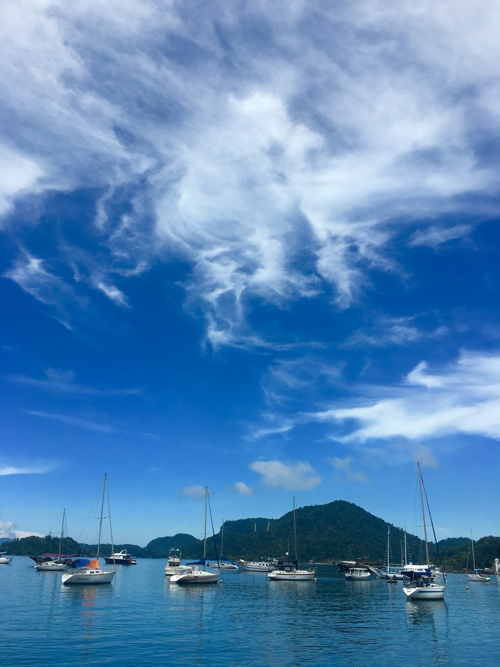 white and blue cloudy sky over city