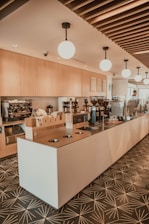 brown and white wooden kitchen counter
