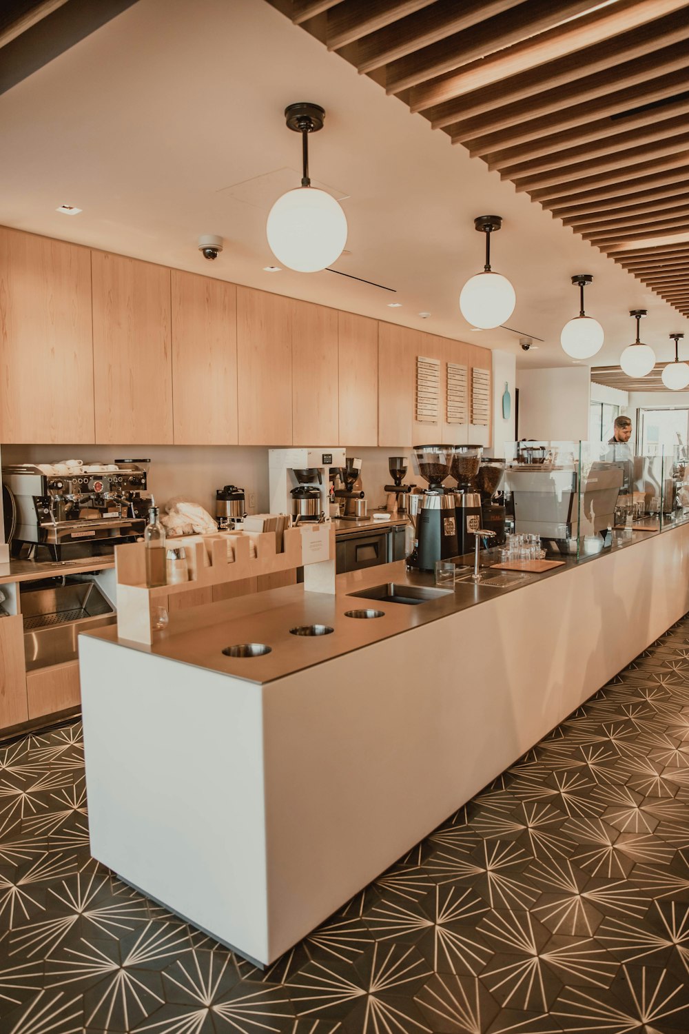 brown and white wooden kitchen counter