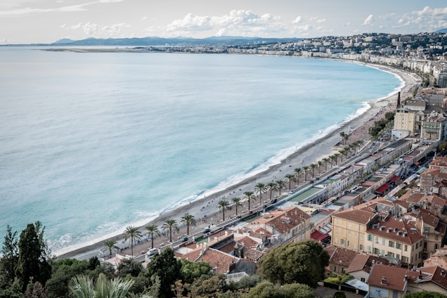 aerial view of city buildings near sea during daytime in Nice, France