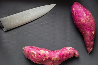 pink and white oblong ornament sweet potato zoom background