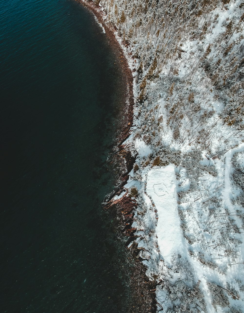 aerial view of ocean waves