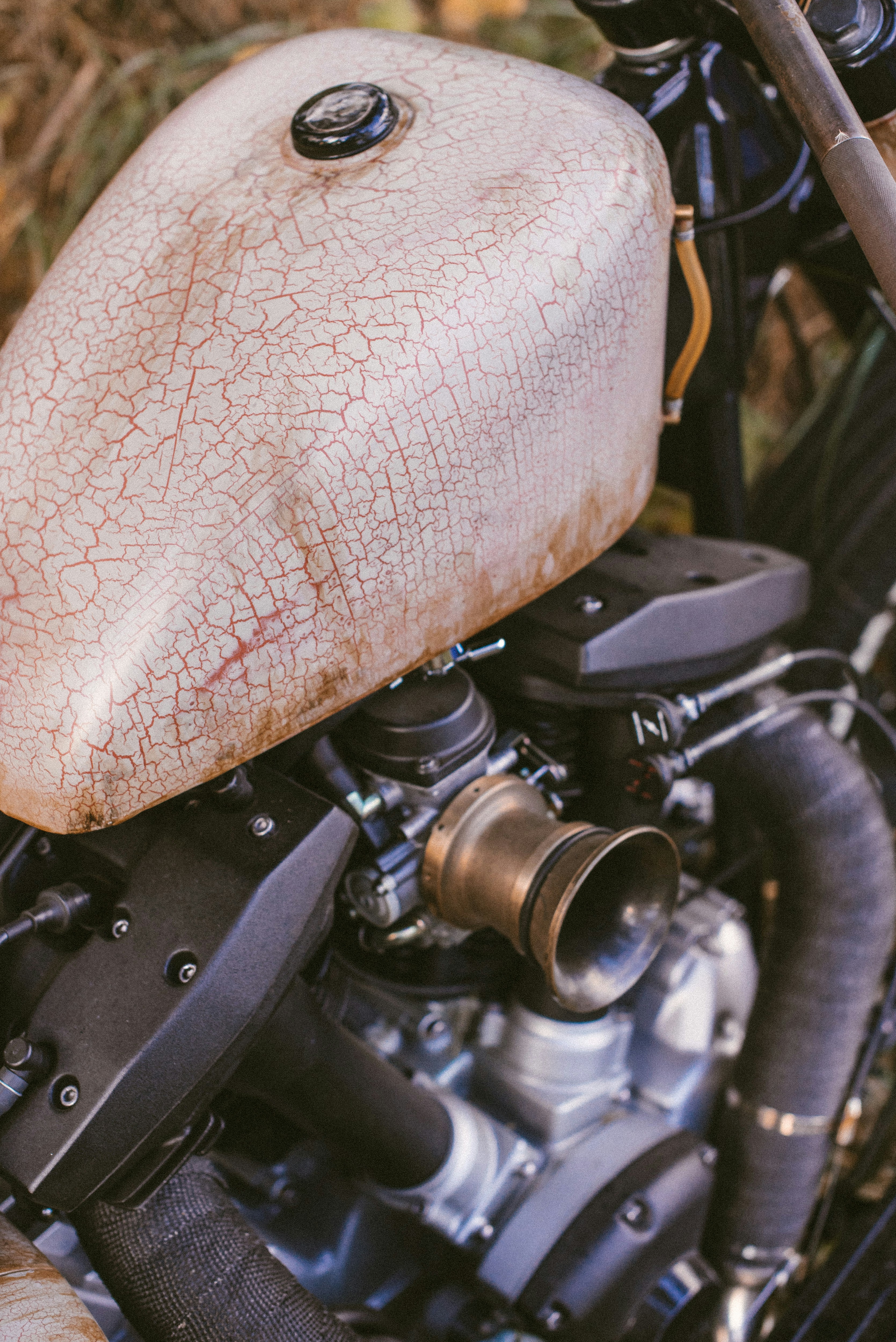 brown and black motorcycle engine