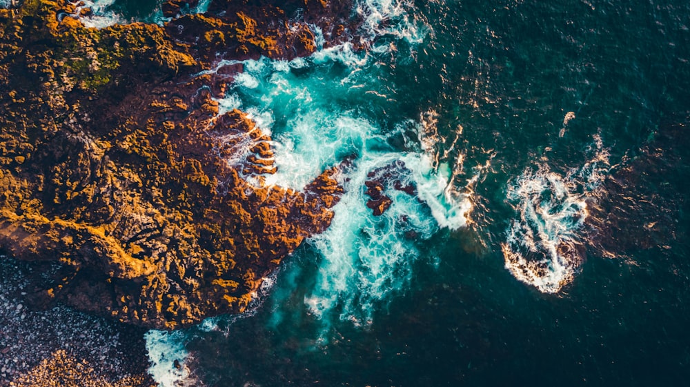 aerial view of ocean waves