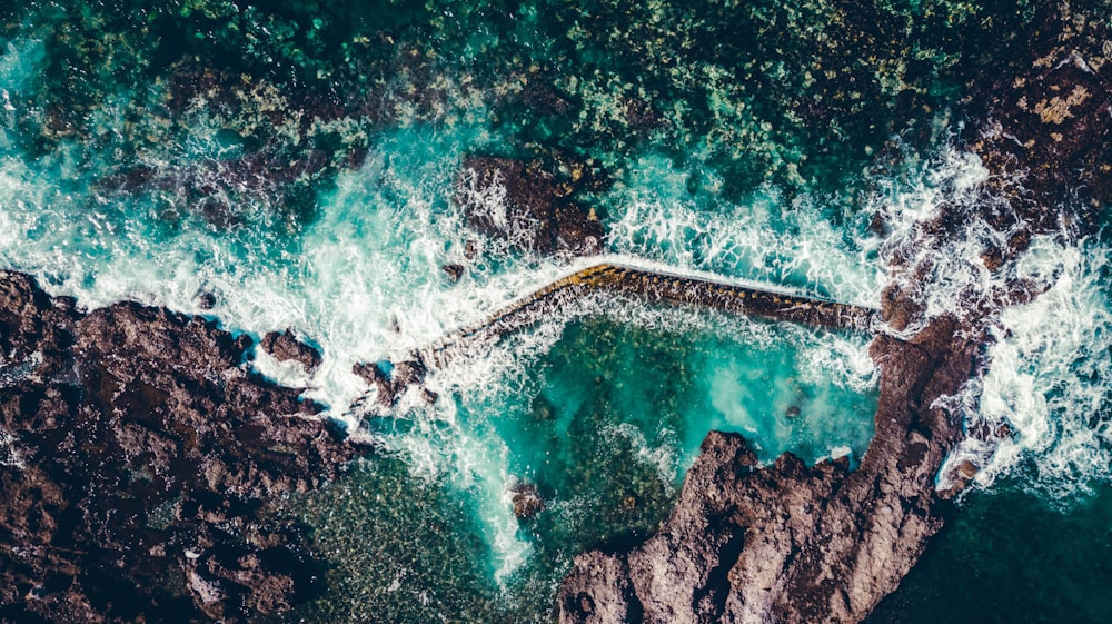 aerial view of sea waves