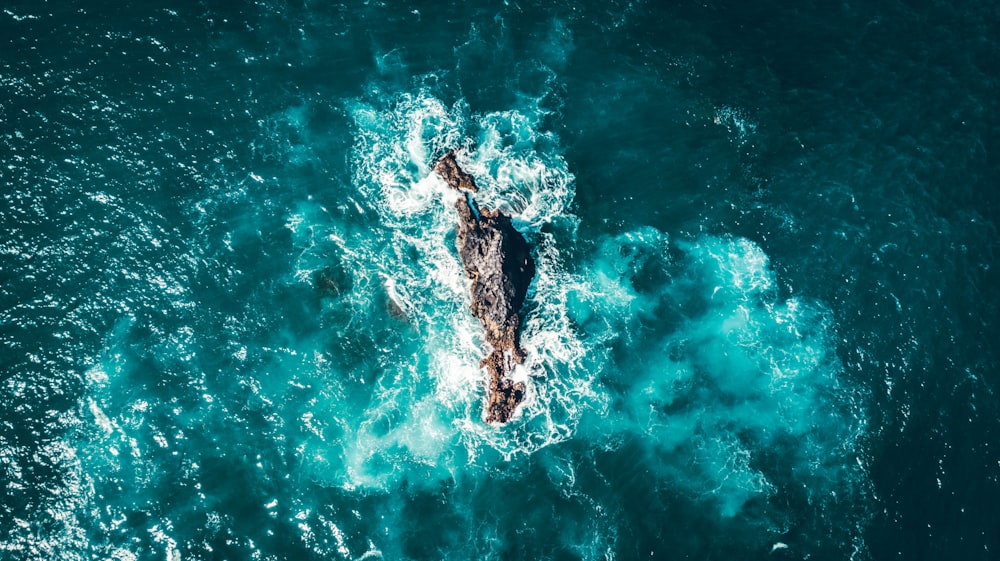 person surfing on blue water