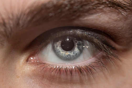 A close-up image of a human eye showcasing the iris.