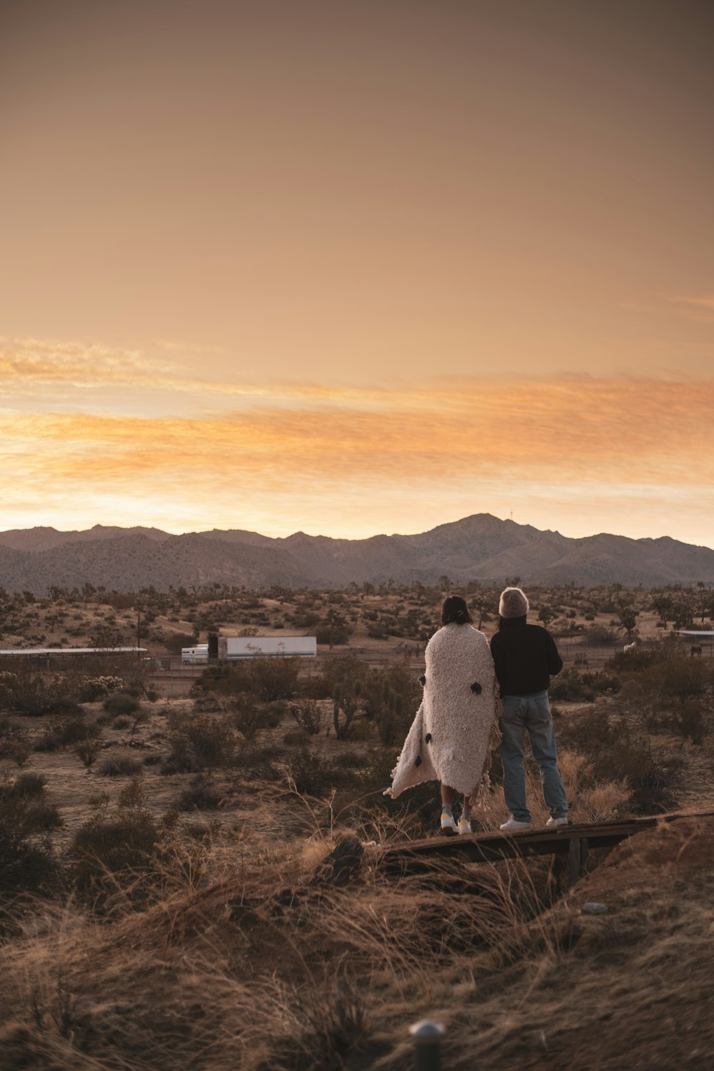 man and woman sitting on brown wooden fence during daytime