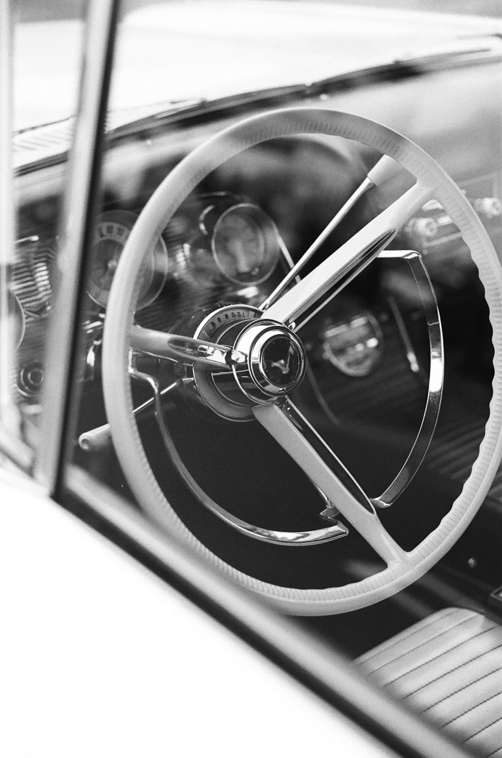 black and silver steering wheel