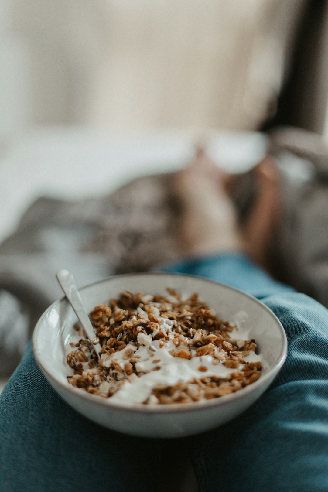 white ceramic bowl with brown and white food