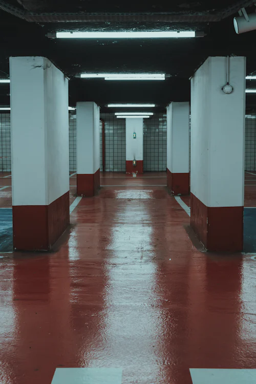Reflective, richly coloured floor finish